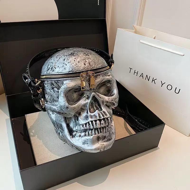Silver Skull Crossbody Bag